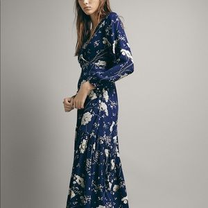 Massimo Dutti floral print dress with ruffles, US4